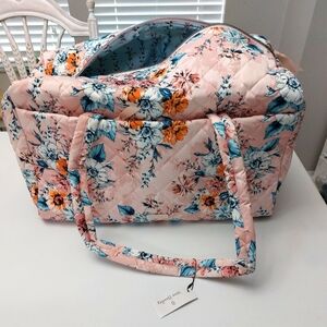 Vera Bradley Performance Twill Large Duffel Peach Blossom Bouquet NWT
